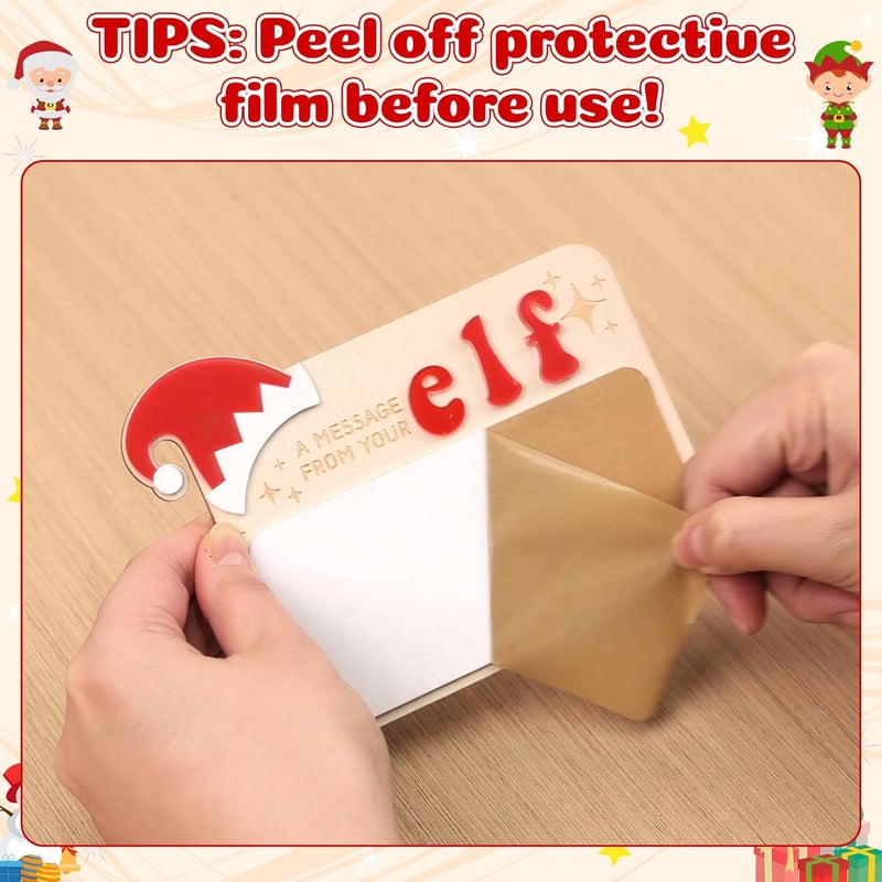 Eartim Christmas Elves Sign - 3Set Elves Message Board with Foldable Wood Tripod Easel Black Marker Dry Erase Whiteboard Home Table Decor Kids Birthday Christmas Gift Holiday Keepsake Xmas Party Favor - Image 3